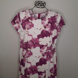 Purple and white floral midi dress 2X NWT